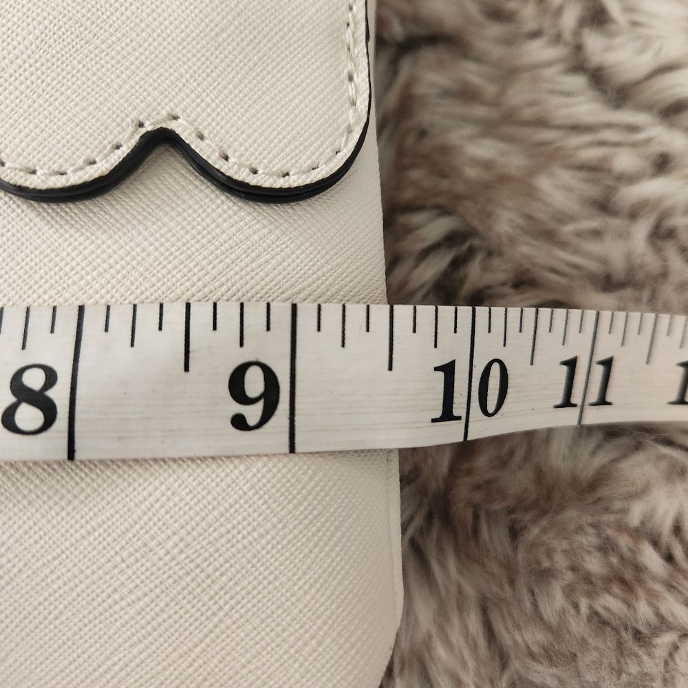 Karl Lagerfeld Paris Elsa Scalloped Flap Pearl Detail Crossbody Bag in Ivory - Picture 9 of 12